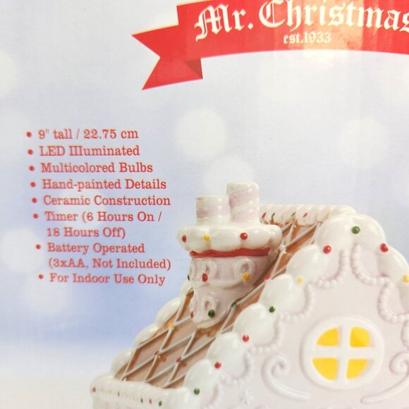 Mr. Christmas Ceramic Gingerbread House Light-Up Hand-Painted - Picture 8 of 15